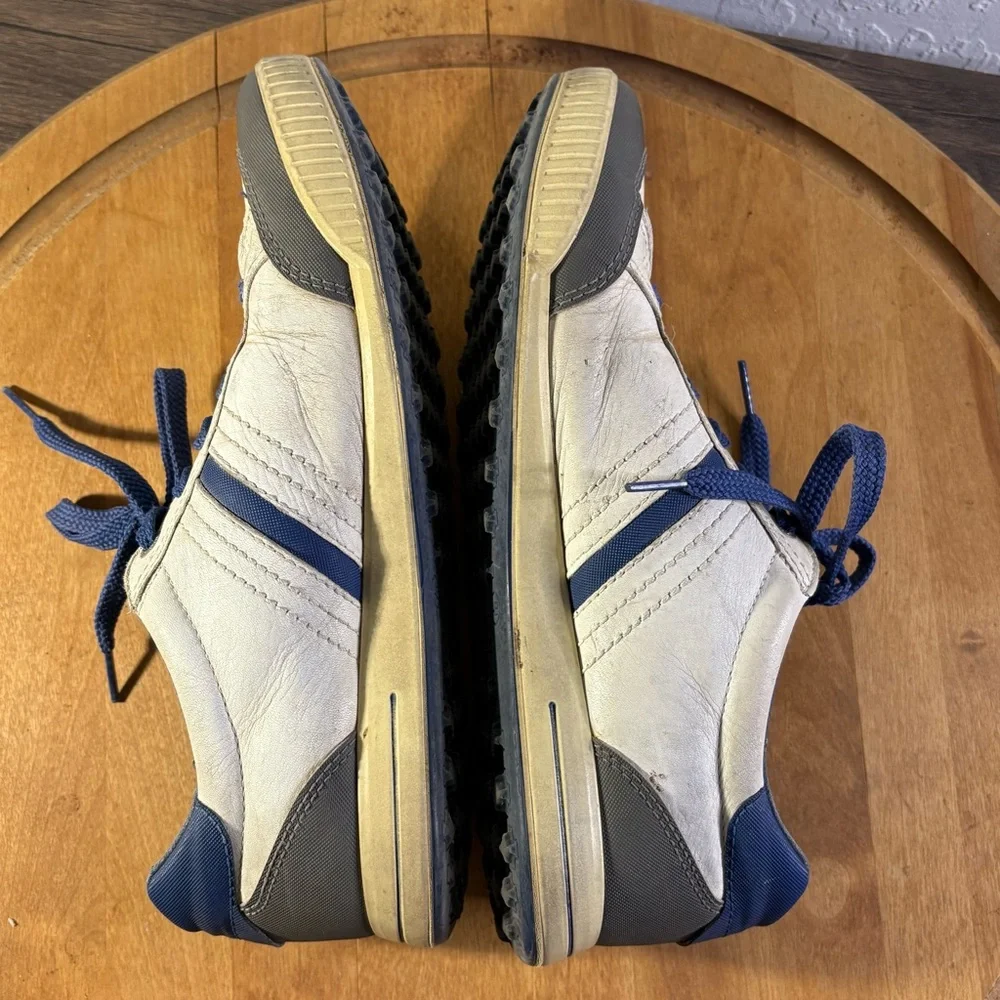 Ecco Hydromax Leather Golf Shoes Spikeless Men's White/Blue Size EU 42 US 8.5‎
